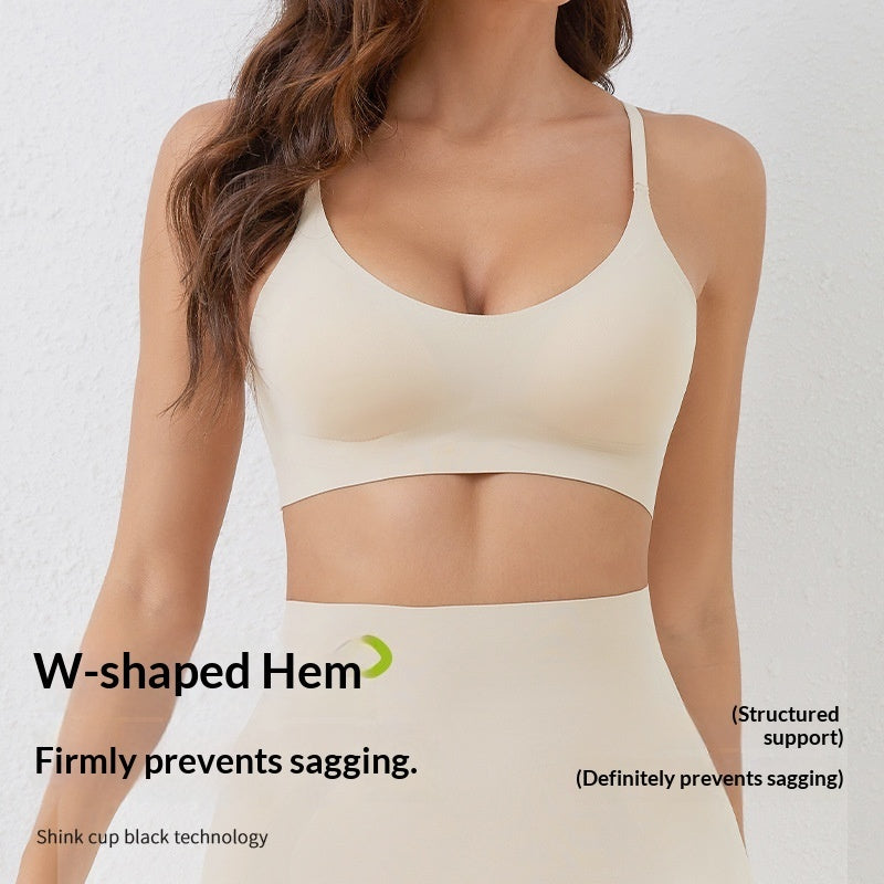 Ice-silk Jelly Seamless Push-up Bra With Semi-fixed Cups Thin And Breathable For Summer