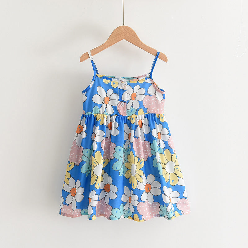 Girls Suspender Skirt Small  Floral Print Suspenders